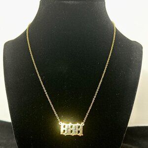 Gold Stainless Steel 888 Necklace